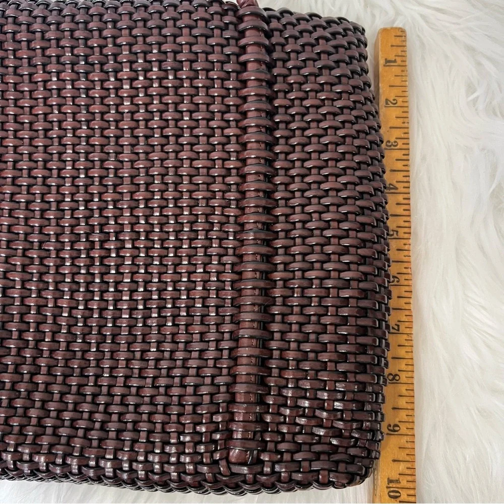 Vintage 90’s Nine West Brown Woven Weaved Leather Boho Retro HandBag Pocketbook - Picture 11 of 15